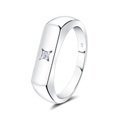 Plain Shape of Blink CZ Stone Silver Ring NSR-4039